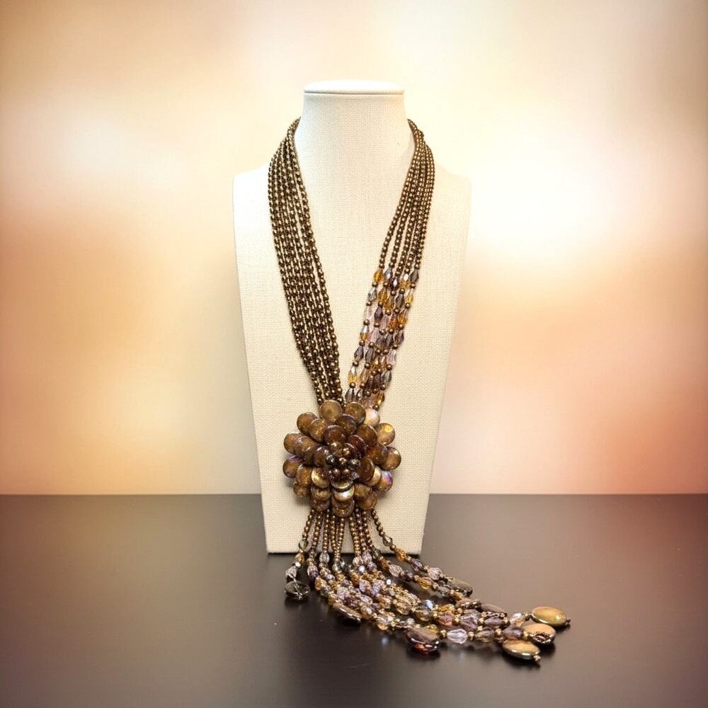 Joan Rivers "Starlet Style" Flower Statement Necklace in Bronze Tones - Picture 2 of 5